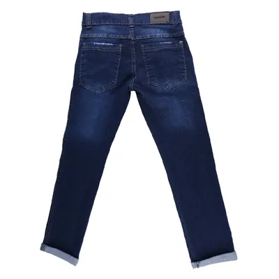 Calça Jeans Juvenil Okyside Lavagem Used Com Barra Virada Calça Jeans Juvenil Okyside Lavagem Used Com Barra Virada